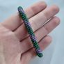 Handmade beaded rope and copper bracelet. purple and green Image 2