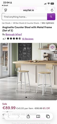 Two breakfast bar stools