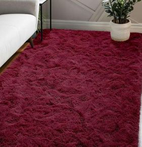 Soft Area Rugs for Living Room, Plush Fluffy Bedroom Rug, Non-slip Shaggy Rugs for Dorm Teens Room Decor, Modern Indoor Furry Carpets for Playroom Study Office, 200x230 cm, Wine Red