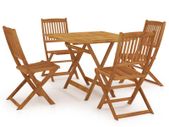 5 Piece Folding Garden Dining Set Solid Acacia Wood