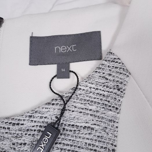 Next Grey Textured & White Colorblock Sleeveless Sheath Bodycon Pencil Dress 12-14UK/40-42EU
