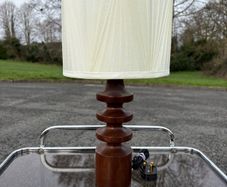 Mid-century turned teak lamp with twisted cable  c1960