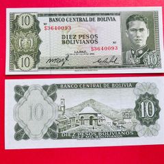 Bolivia  10  PESOS Bolivianos. 1962   Pick 154a . ( Uncirculated )