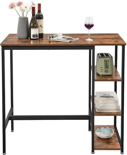 New Dining Table Bar Kitchen + 3 Shelves - FREE P&P