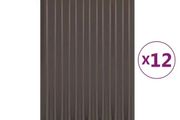 Roof Panels 12 pcs Galvanised Steel Brown 60x36 cm