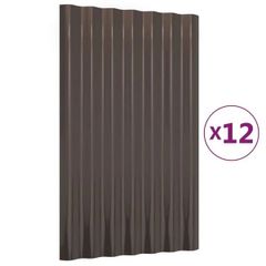 Roof Panels 12 pcs Galvanised Steel Brown 60x36 cm