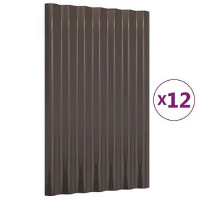 Roof Panels 12 pcs Galvanised Steel Brown 60x36 cm
