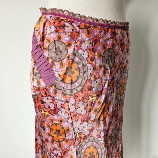 Vintage Y2K Quin and Donnelly silk midi skirt M L 12 14 Irish designer like Rixo 2000s 1990s