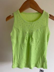 Brand new Girl's Lime Ribbed Vest Top with Sequin Embellishments | Size 5 years