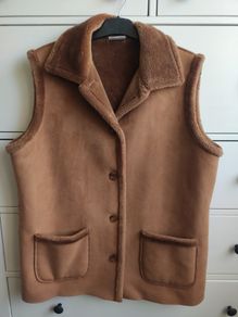 RABE Luxury Faux Suede & Shearling Gilet Bodywarmer   Size 42
