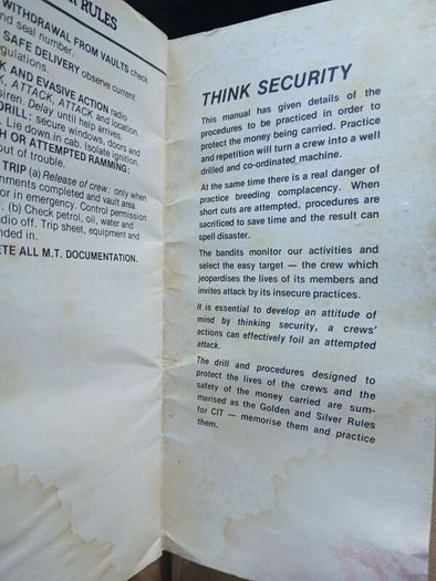 Vintage Securicor Manual