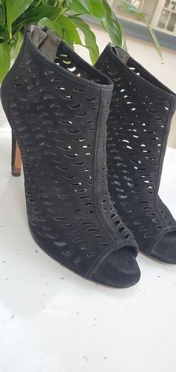 VIA SPIGA black leather suede open-toe high heels Sz 41 (Fit 7-7.5UK) - Rrp 125 (New)