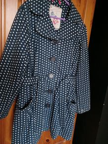 Swing style coat, NAVY Polka dot by NEXT age 11/12