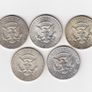 USA, 5 x Kennedy Half Dollar 90% silver coins (no.G24) Image 2