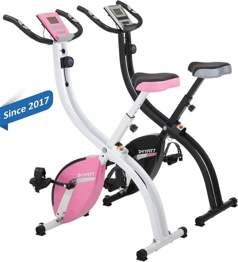 Basic Foldable Fitness Exercise Bike with 16 Level Resistance, Countdown Exercise Monitor, Phone/Tablet Holder and Hand Pulse for Home Use