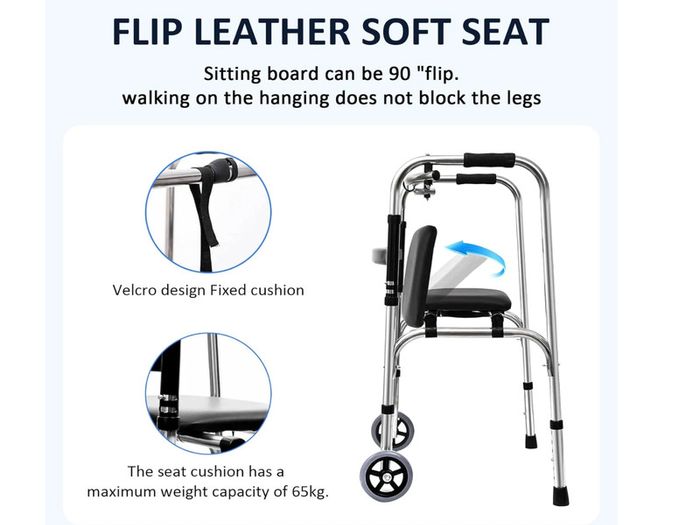 Walking Frame with Wheels & Seat,  Like New (1 Month Use)