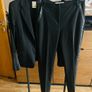 Pinko black suit with leather detail Image 9