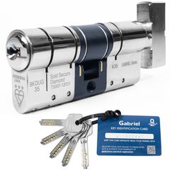 Federal Gabriel 3 Star Euro Cylinder Thumb Turn Door Lock Chrome - Maximum Security 40T/45