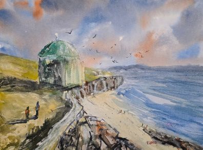 Mussenden Temple Antrim watercolour