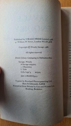 A Savage Enquiry. Who Controls Childbirth Wendy Savage. Paperback In Good Condition.