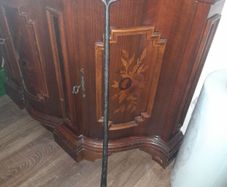 Antique Forged Made Irish Handheld Long Shafted Iron Dibber ending in tapered bulb, a Traditional Agricultural, Used for dibbing holes in soil for seed sowing, particularly for planting potatoes in rocky or boggy terrain