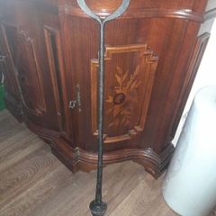Antique Forged Made Irish Handheld Long Shafted Iron Dibber ending in tapered bulb, a Traditional Agricultural, Used for dibbing holes in soil for seed sowing, particularly for planting potatoes in rocky or boggy terrain