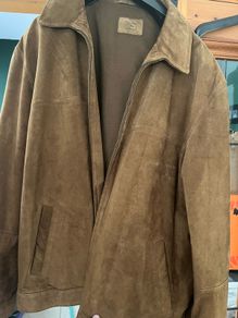 mens bomber jacket zip up suede feel
