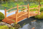 Garden Bridge 1.85m Wooden Bridge Walkable Pond Bridge Decorative Bridge with Railing up to 200 kg Solid Wood Orang