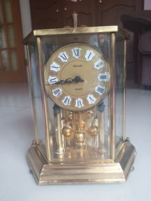 Vintage 70's Kundo Kieninger & Obergfell Brass/Glass Clock.