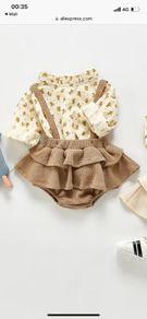 baby girl outfit Long Sleeves Shirts+Suspender Skirt -12 m.