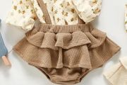 baby girl outfit Long Sleeves Shirts+Suspender Skirt -12 m.