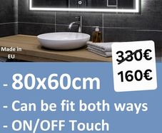 LED Bathroom Mirror 80x60cm Touch Switch Bright Cool Cold Light
