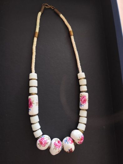 Vintage Necklace Ceramic Beads