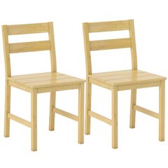 Set of 2 Bamboo Dining Chairs, Armless Kitchen Chairs with Slatted Seat, Natural Wood