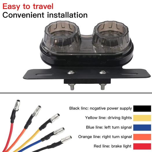 Universal 12V Motorcycle LED Brake Tail Light Signal Lights LED Integrated Tail Light with License Plate Bracket