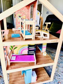 Doll house on wheels. Furniture perfect size for barbies