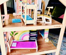 Doll house on wheels. Furniture perfect size for barbies