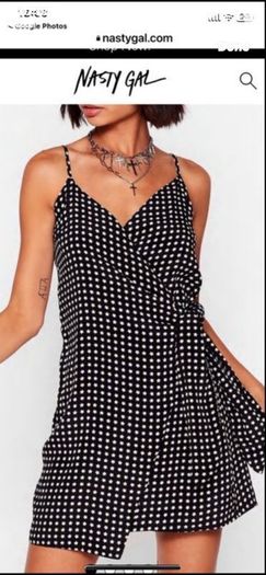 dress nasty gall wrap effect dress size 12 black & white