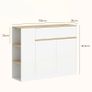 Sideboard, large cabinet compartment, 3 shelf compartments, drawer, 105 x 30 x 81.5cm, White/Wood Image 2