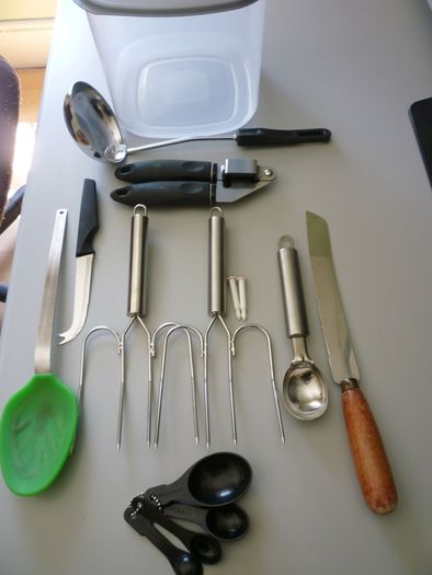 Turkey Fork Lift Prongs, Newbridge Vintage Knife, Spoons, garlic Press 10 Items