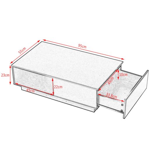 BRAND NEW Coffee Table Rectangle Living Room Storage With RGB LED + Large Drawer White Color