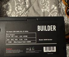 Builder 600W ATX PC Power Supply / PSU - Working