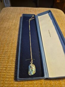 Vintage Sterling Silver Abalone Shell Necklace.