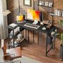 L Shaped Corner Desk - 100x70 cm Study Office Gaming Desk, Computer Desk Small Writing Table, Large Reversible Storage Shelves, Bookshelf Workstation for Study Play Work Bedroom Home Office Image 2