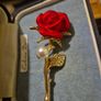 Modern Red Rose and Pearl Brooch Image 5