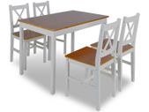 5 Piece Dining Set Brown and White