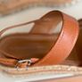 High-quality Italian leather Tan sandals with 2 " platform Image 2
