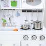 Children's Play Kitchen with Light and Sound Wooden Children's Play Kitchen with Water Dispenser in White Image 5