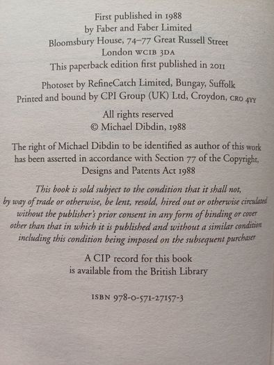 Ratking by Michael Dibdin (Murder Mystery Paperback 2011)