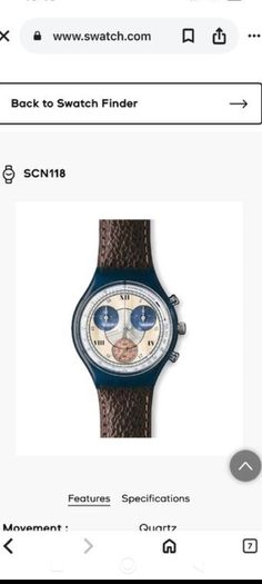 Swatch Vintage Watch SCN118 'Smokey' Brown leather strap.